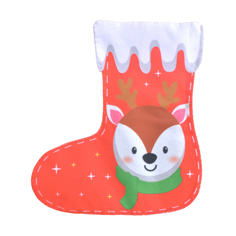 Χριστουγεννιάτικη διακοσμητική κρεμαστή κάλτσα Ελαφάκι